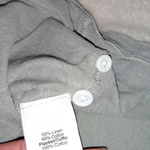 5 for $10 J Crew Gray Linen Blend Longsleeve Half Button Down Top size XL - Picture 5 of 8